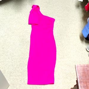NWT hot pink fitted one shoulder party dress.